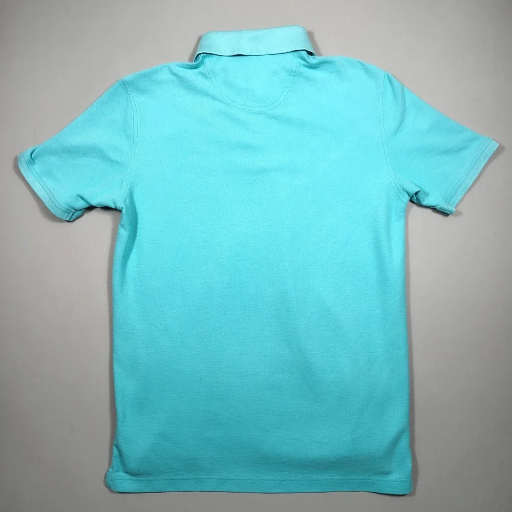 IZOD Advantage Polo Mens Medium Turquoise Blue Short Sleeve Solid Pique Cotton‎